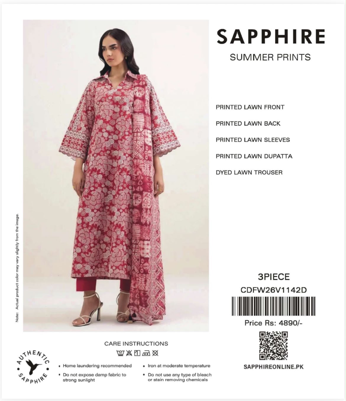 Original Sapphire 3 Pc Printed Design Lawn